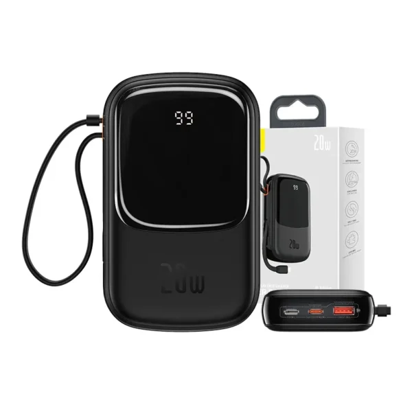 27297_1 Powerbank Baseus Qpow PRO Lightning kaabli, USB-C pordi ja 20000mAh, 20W (must)