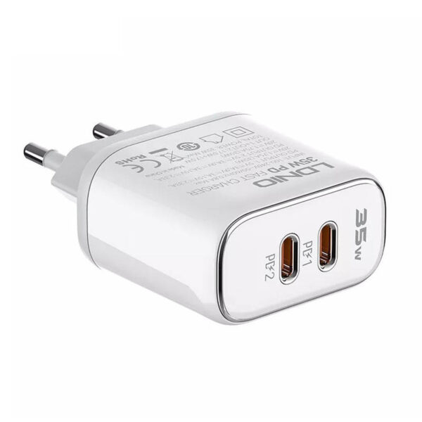 Seinakohandaja LDNIO A2528M 2USB-C Apple'i jaoks + USB-C - Lightning kaabel