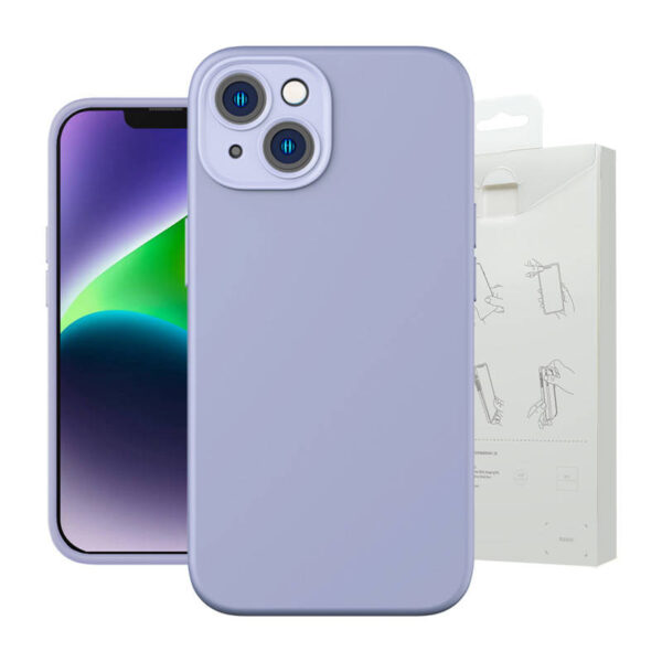Baseus vedel silikoonist kaitseümbris iPhone 14 Plus (lavendel) + karastatud klaas + puhastuskomplekt