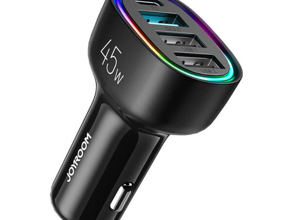 29135_1 Auto laadija Joyroom JR-CL09, 4-porti, 1x USB-C PD, 1x QC3.0 USB, 2x USB (must)