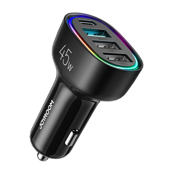 Auto laadija Joyroom JR-CL09, 4-porti, 1x USB-C PD, 1x QC3.0 USB, 2x USB (must)