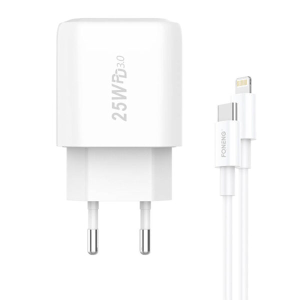 29848_1 Kiire laadija Foneng 1x USB EU40 25W + USB C kuni Lightning kaabel