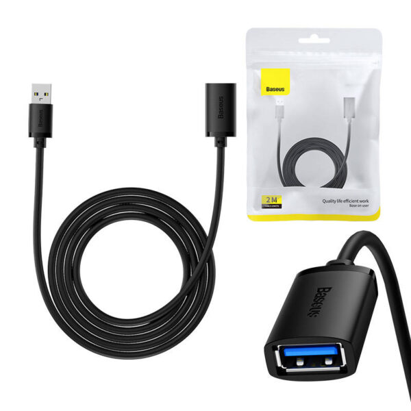 USB 3.0 pikenduskaabel Baseus isane-ema, AirJoy seeria, 2m (must)