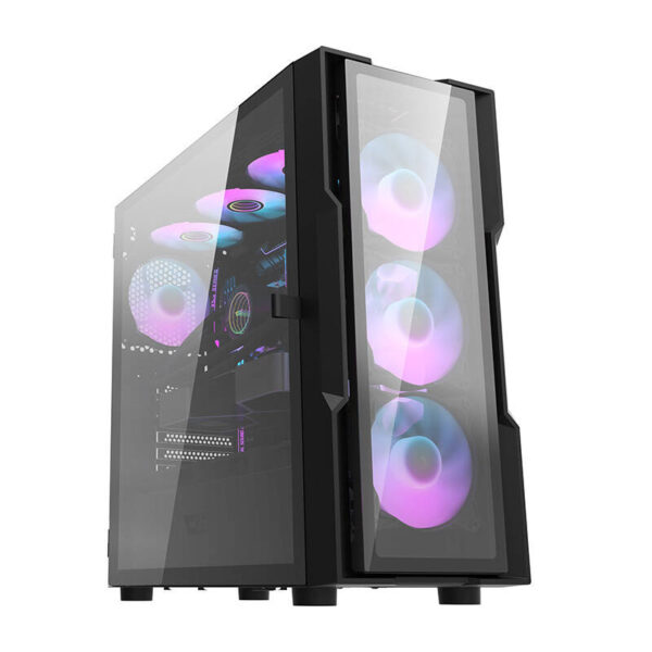 30487_7 Darkflash DK431 klaarkorpus (must) + 4 RGB ventilaatorit