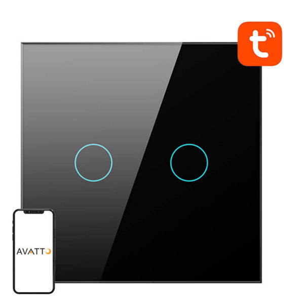 Nutikas valguslüliti WiFi Avatto TS02-EU-B2 2 suunda (must)