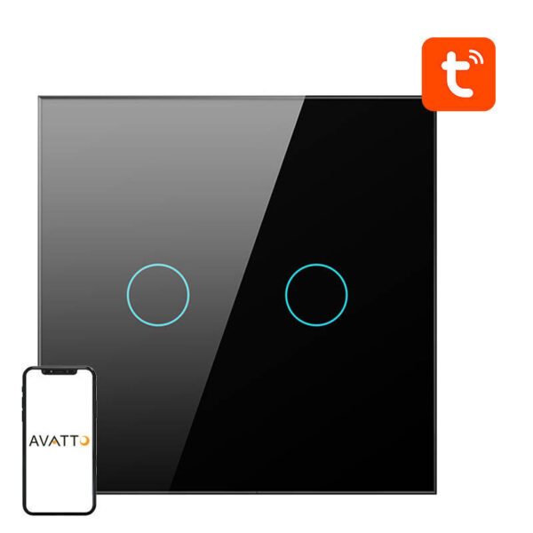 Nutikas valguslüliti ZigBee Avatto ZTS02-EU-B2 2 suunda TUYA (must)