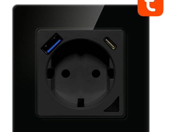 30824_1 Nutikas WiFi seinapistik Avatto N-WOT10-USB-B TUYA USB USB-C (must)