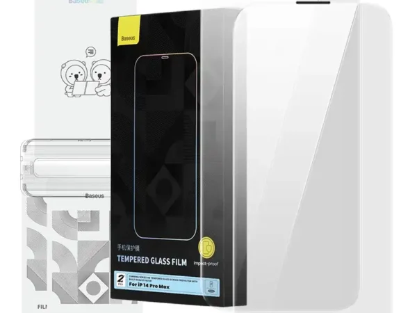 31538_1 Kaitseklaas Baseus Corning iPhone 14 Pro jaoks sisseehitatud tolmufiltriga