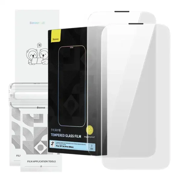 31538_1 Kaitseklaas Baseus Corning iPhone 14 Pro jaoks sisseehitatud tolmufiltriga