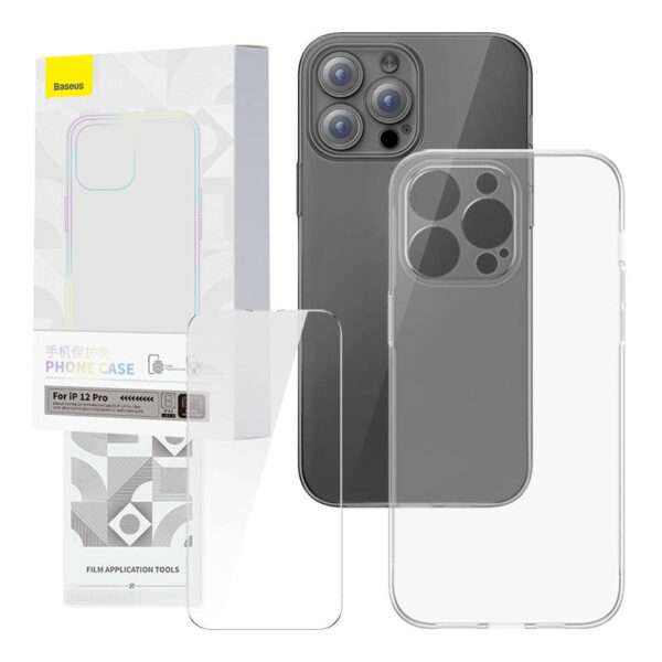 Klaarne Korpus ja Karastatud Klaasi komplekt Baseus Corning iPhone 12 Pro jaoks