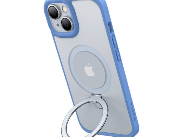 35699_1 Torras telefonikott Ostand Matte iPhone 15 jaoks (tumedasinine)