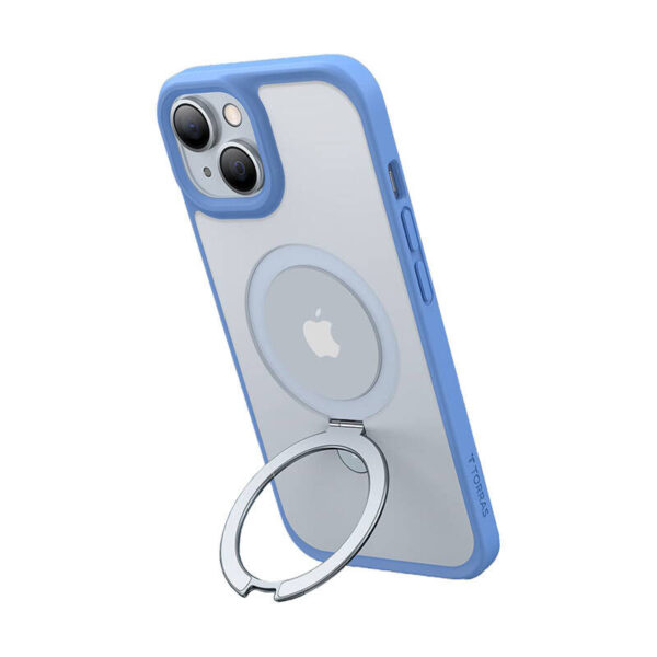 35699_1 Torras telefonikott Ostand Matte iPhone 15 jaoks (tumedasinine)