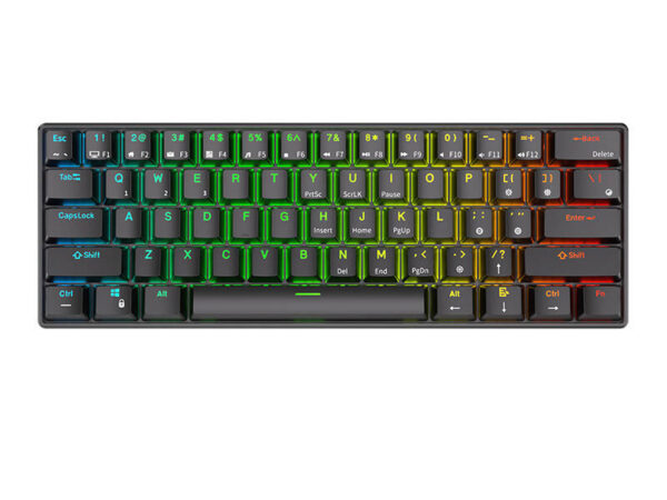 Royal Kludge RK61 RGB mehaaniline klaviatuur, punane lüliti (must) (QWERTY)