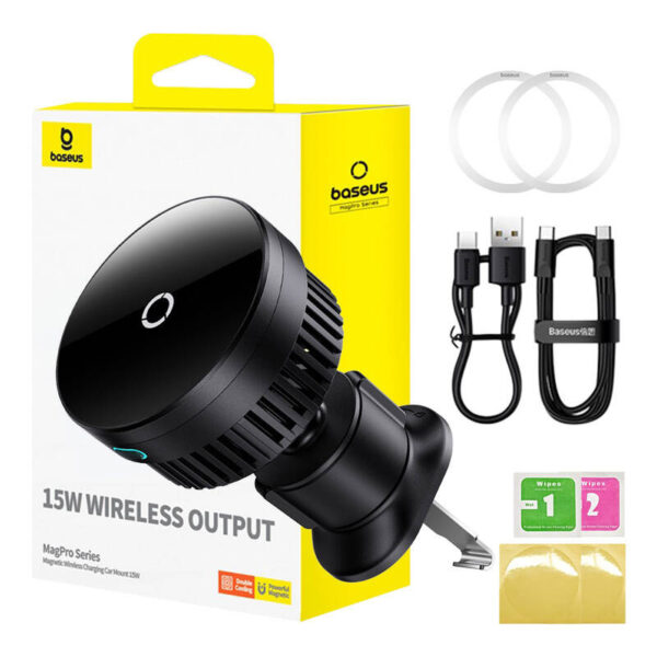 35998_1 Magnetiline auto telefonialus Baseus MagPro 15W (must)