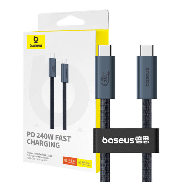35999_1 Kiire laadimine USB-C Baseus Flash 240W 1m (must)