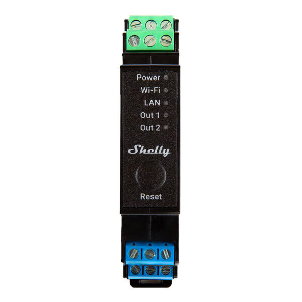 Shelly Pro 2PM DIN Rail 2-kanaliline relee, WiFi/LAN (Võimsuse mõõtmine)