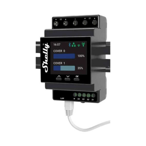 Shelly Pro Dual Cover PM DIN Rail Dual Controller, WiFi (Võimsuse mõõtmine)
