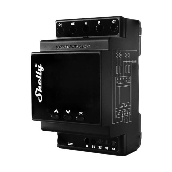 Shelly Pro 4PM DIN Rail 4-kanaliline relee, WiFi (Energiatarbimise mõõtmine)