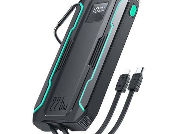 Powerbank Joyroom JR-L017 10000mAh, 22.5W, koos Lightning + USB-C kaabliga (must)
