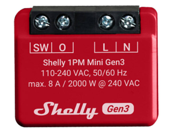 Shelly 1PM Mini Gen3 kontroller, WiFi/Bluetooth