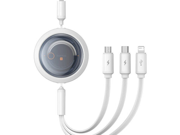 Kiire laadimise kaabel 3in1 Baseus Free2Draw, USB micro USB+USB-C+Lightning, 3.5A, 1.1m (valge)