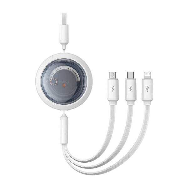 41626_1 Kiire laadimise kaabel 3in1 Baseus Free2Draw, USB micro USB+USB-C+Lightning, 3.5A, 1.1m (valge)