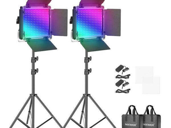 42262_1 Neewer 660 PRO RGB LED stuudiosett, kaks 50W 3200-5600K lampi + statiivid + väravad