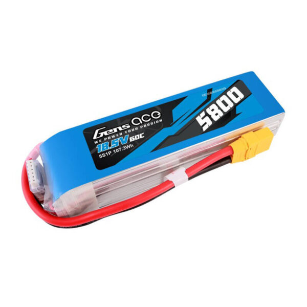 Gens ace 5800mAh 60C 18.5V 5S1P Lipo aku komplekt XT90 pistikuga
