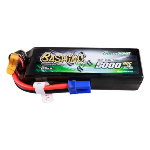 Gens ace G-Tech 5000mAh 14.8V 4S1P 60C Lipo Aku Komplekt EC5 Pistiku - Bashing Seeria