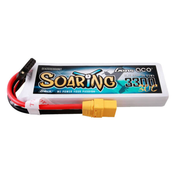 Gens ace G-Tech Soaring 3300mAh 11.1V 30C 3S1P Lipo aku komplekt XT90 pistikuga
