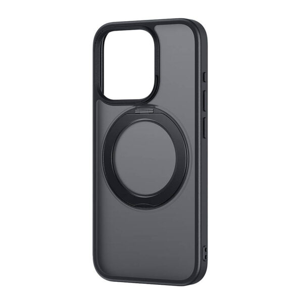 Telefonikaitse Baseus SkyRing Magnetic koos jalaga iP 14 Pro Max jaoks + karastatud klaas ja puhastuskomplekt (must)