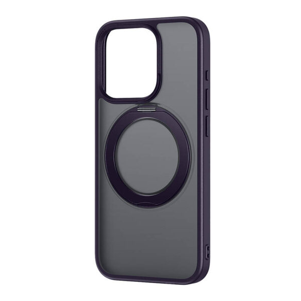 Telefonikott Baseus SkyRing Magnetic koos jalaga iP 14 Pro Max jaoks + karastatud klaas ja puhastuskomplekt (lilla)