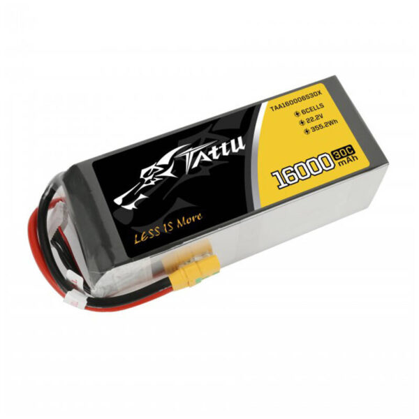 Tattu 16000mAh 22.2V 30C 6S1P LiPo aku komplekt XT90 anti-sädemepistikuga