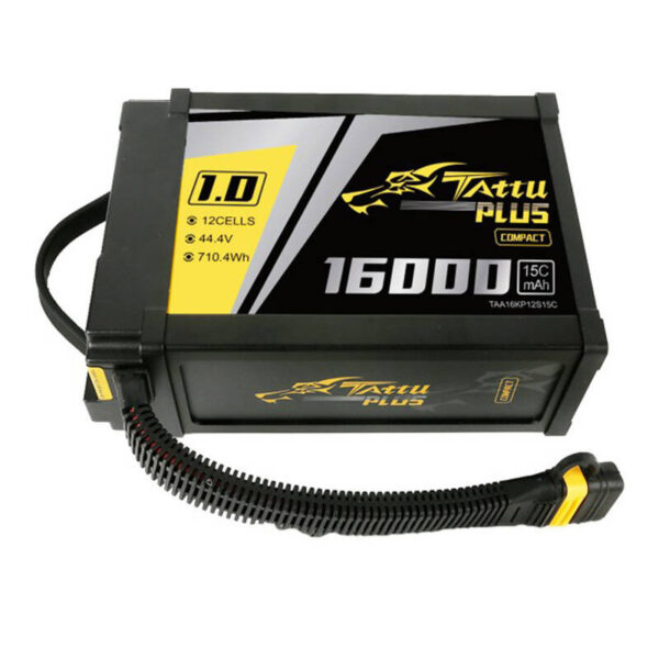 Tattu Plus 1.0 kompaktne versioon 16000mAh 12S 15C 44.4V Lipo akupakk AS150U pistikuga