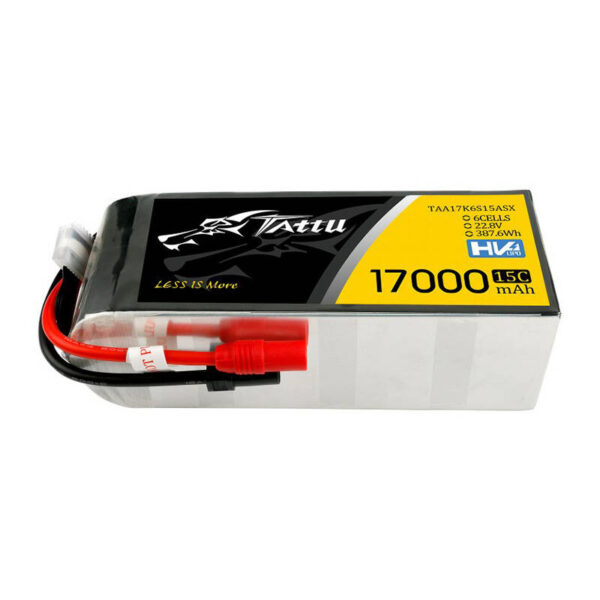 Tattu 17000mAh 22.8V 15C 6S1P Lipo Aku AS150+XT150 pistikuga