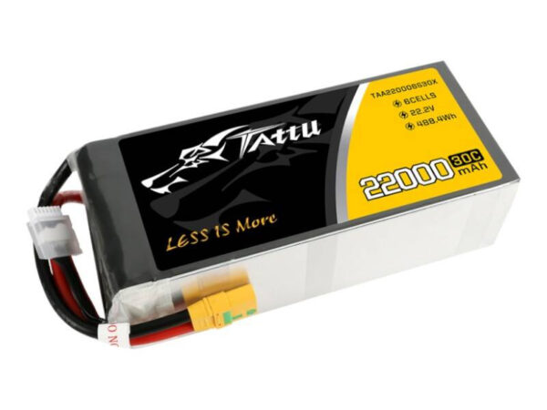 Tattu 22000mAh 22.2V 30C 6S1P Lipo aku komplekt XT90-S pistikuga