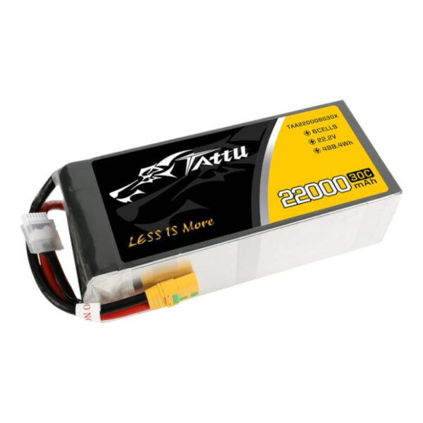 Tattu 22000mAh 22.2V 30C 6S1P Lipo aku komplekt XT90-S pistikuga