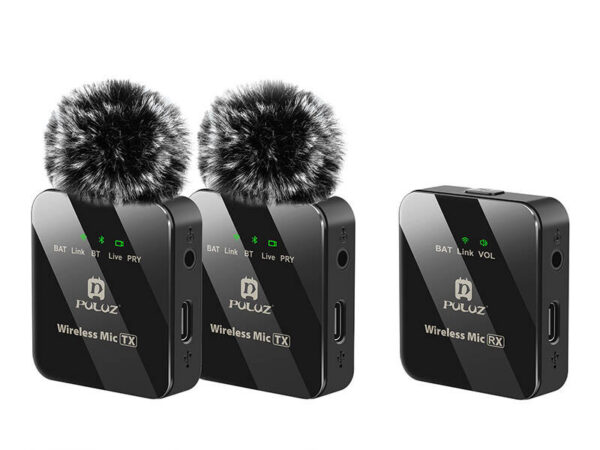 43539_3 Juhtmevaba lavalier mikrofon PULUZ 2 TX + 1 RX