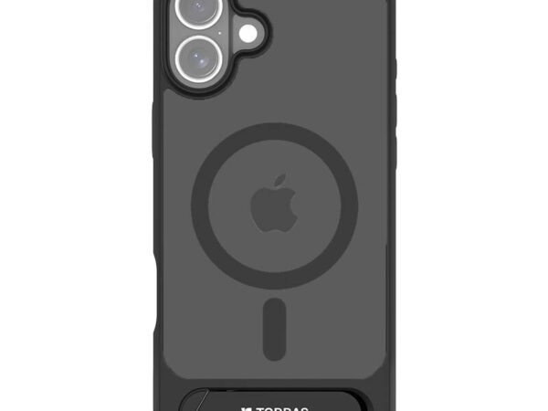 46127_1 Etui Torras Pstand seeria iPhone 16 Plus jaoks (Must)