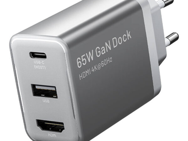 46775_1 Vention FJAH0-EU USB(C+A)+HDMI GaN toiteadapter (60W/5W/4K@60Hz) (hall)