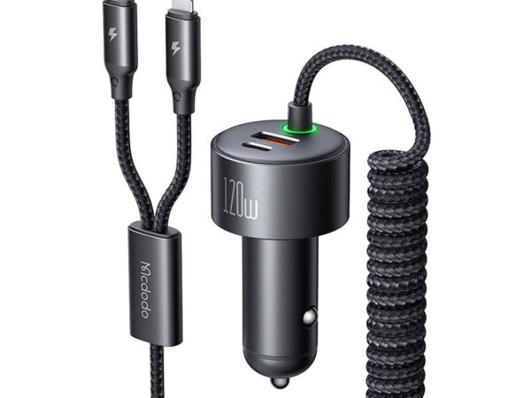 47168_5 Mcdodo CC-0370 auto laadija, USB-C, Lightning, 120W, kokkukäiv kaabel
