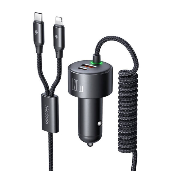 47168_5 Mcdodo CC-0370 auto laadija, USB-C, Lightning, 120W, kokkukäiv kaabel