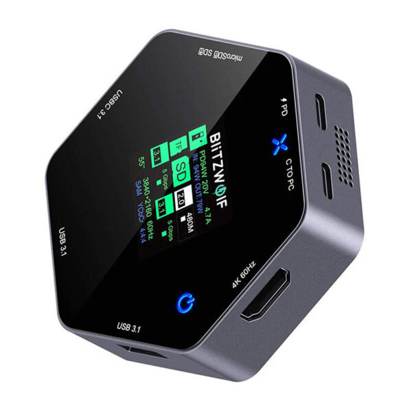 47477_1 Blitzwolf 8in1 dokkimisjaam BW-TH16 USB 100W LCD nutikas ekraan