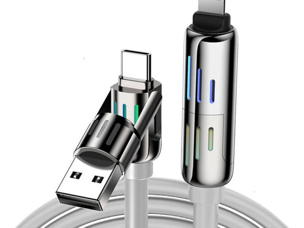 47924_1 Blitzwolf BW-HDC6 4-in-1 USB-C/USB-A kuni USB-C/Lightning kaabel 1.2m 240W RGB (hall)