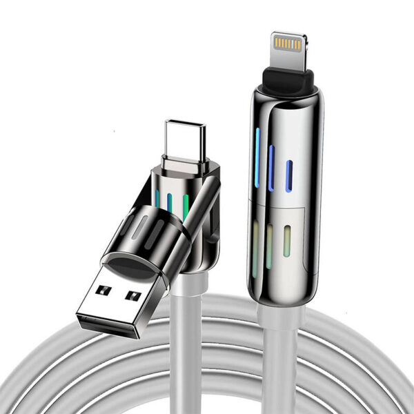 Blitzwolf BW-HDC6 4-in-1 USB-C/USB-A kuni USB-C/Lightning kaabel 1.2m 240W RGB (hall)