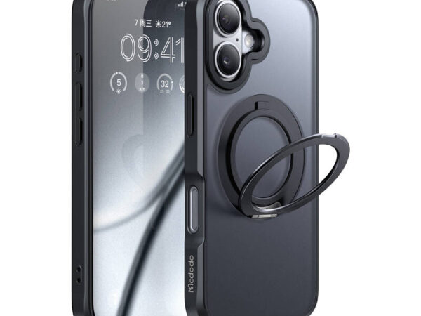 48078_1 McDodo PC-4930 MagSafe ümbris iPhone 16 jaoks koos alusega (must)