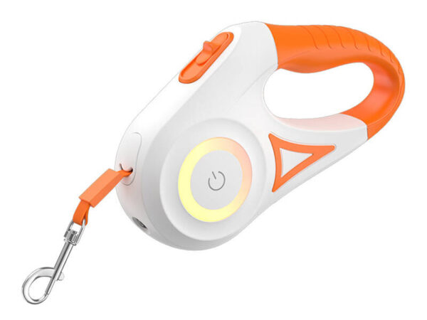 Rojeco koera automaatne rihm LED 5 m (valge ja oranž)