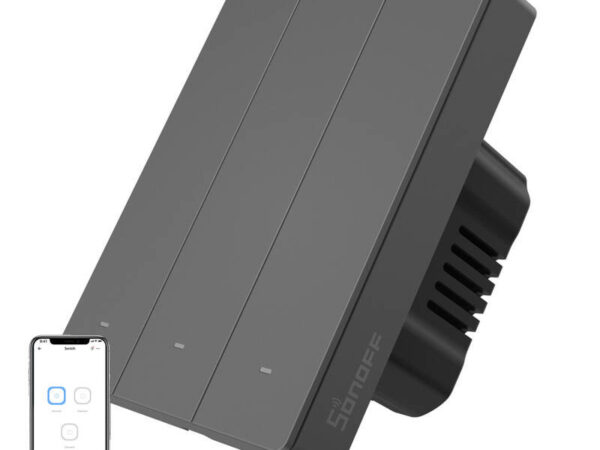 Nutikas WiFi seina lüliti SONOFF M5-3C-80 (3-kanaliline, raamile, grafiit)