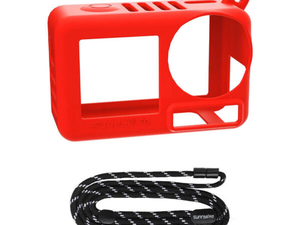 Sunnylife OA5-BHT885-R silikoonist ümbris rihmaga ACTION 5 PRO jaoks (punane)
