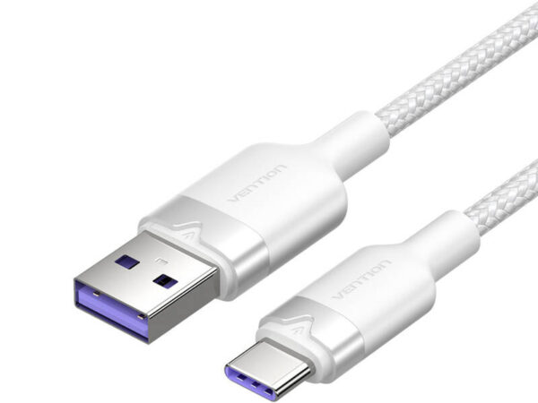 49803_1 USB 2.0 A kuni USB-C 6A Vention CTOWF 1M kaabel (valge)
